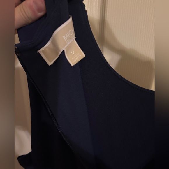 Women’s M Navy Blue Cropped Length Michael Kors Jumpsuit w Waist Tie and Pockets - Picture 6 of 7